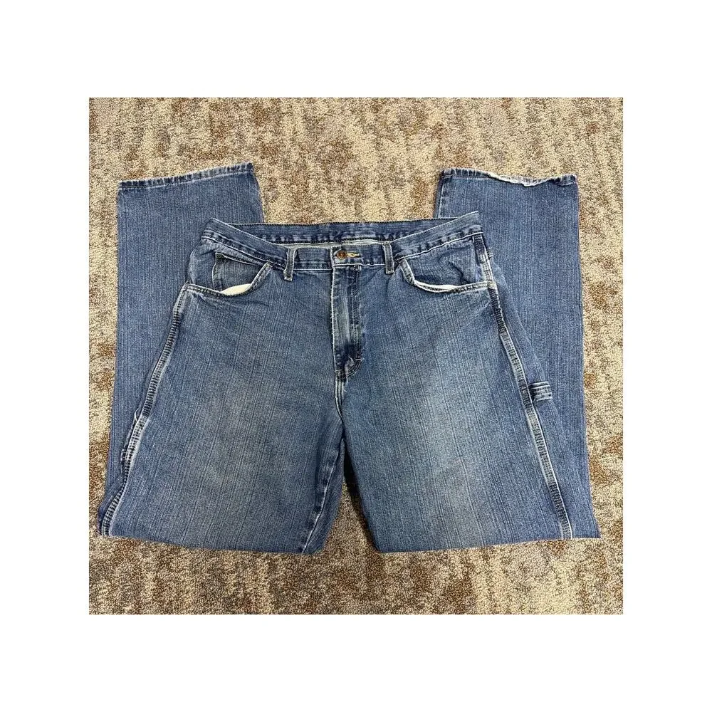 Dickies Jeans Mens 34x32 Blue Medium Wash Relaxed Fit Carpenter Workwear Classic - Picture 1 of 15
